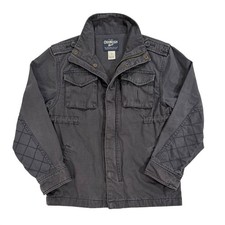 OshKosh Bgosh Kids Gray Cotton Blend Military Jacket Size 10 13