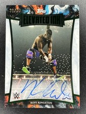 2025 Topps Exalted WWE ELI-KKN Kofi Kingston Elevated Ink ON CARD Auto Green /50