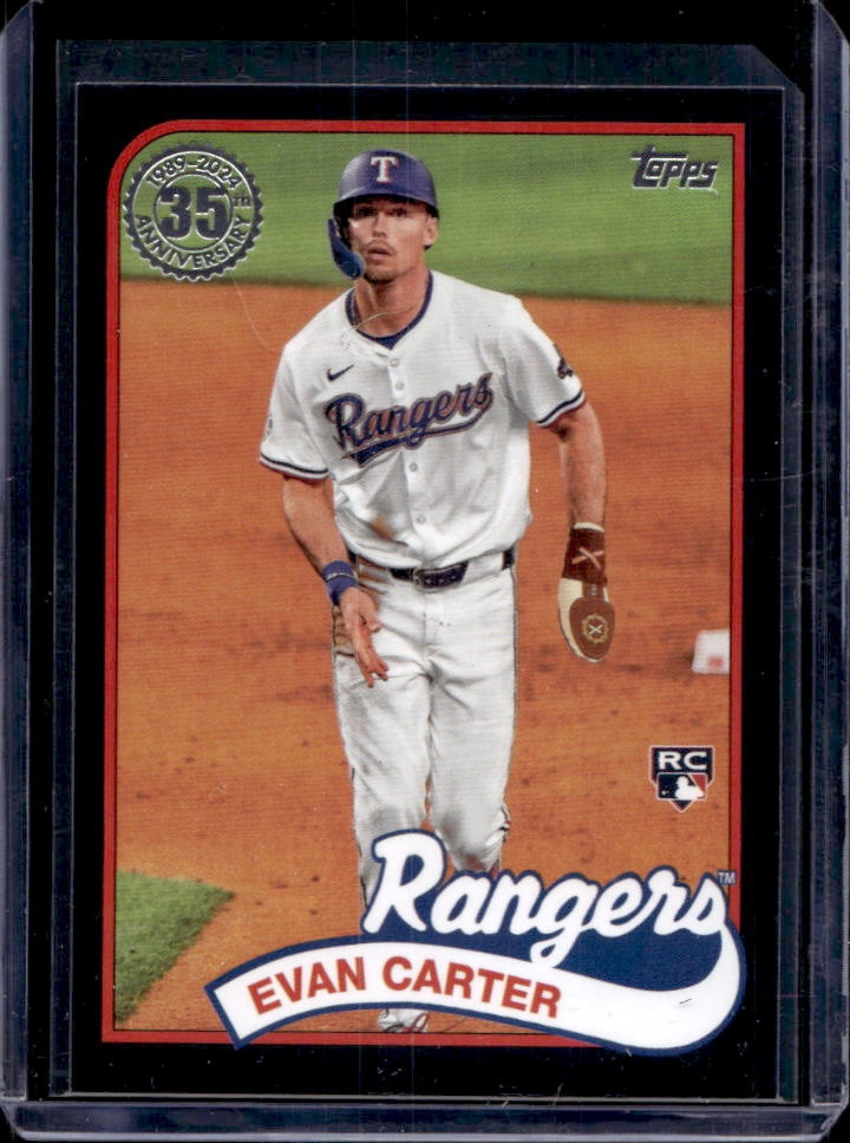 2024 Topps Update Evan Carter 1989 RC Black Rookie #174/299 Rangers