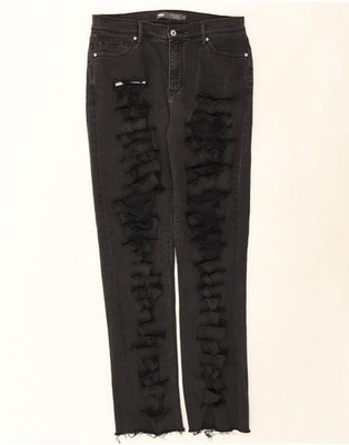 LEVI'S Womens 512 Distressed Bootcut Jeans US 14 XL W30 L31 Black F203
