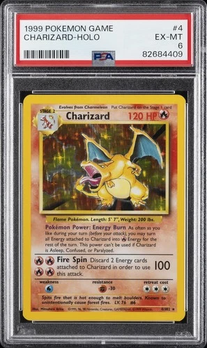 1999 POKEMON BASE SET UNLIMITED #4 CHARIZARD-HOLO PSA 6
