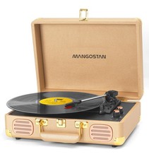 Bluetooth Record Player, 3-Speed Belt Drive Turntable Gold