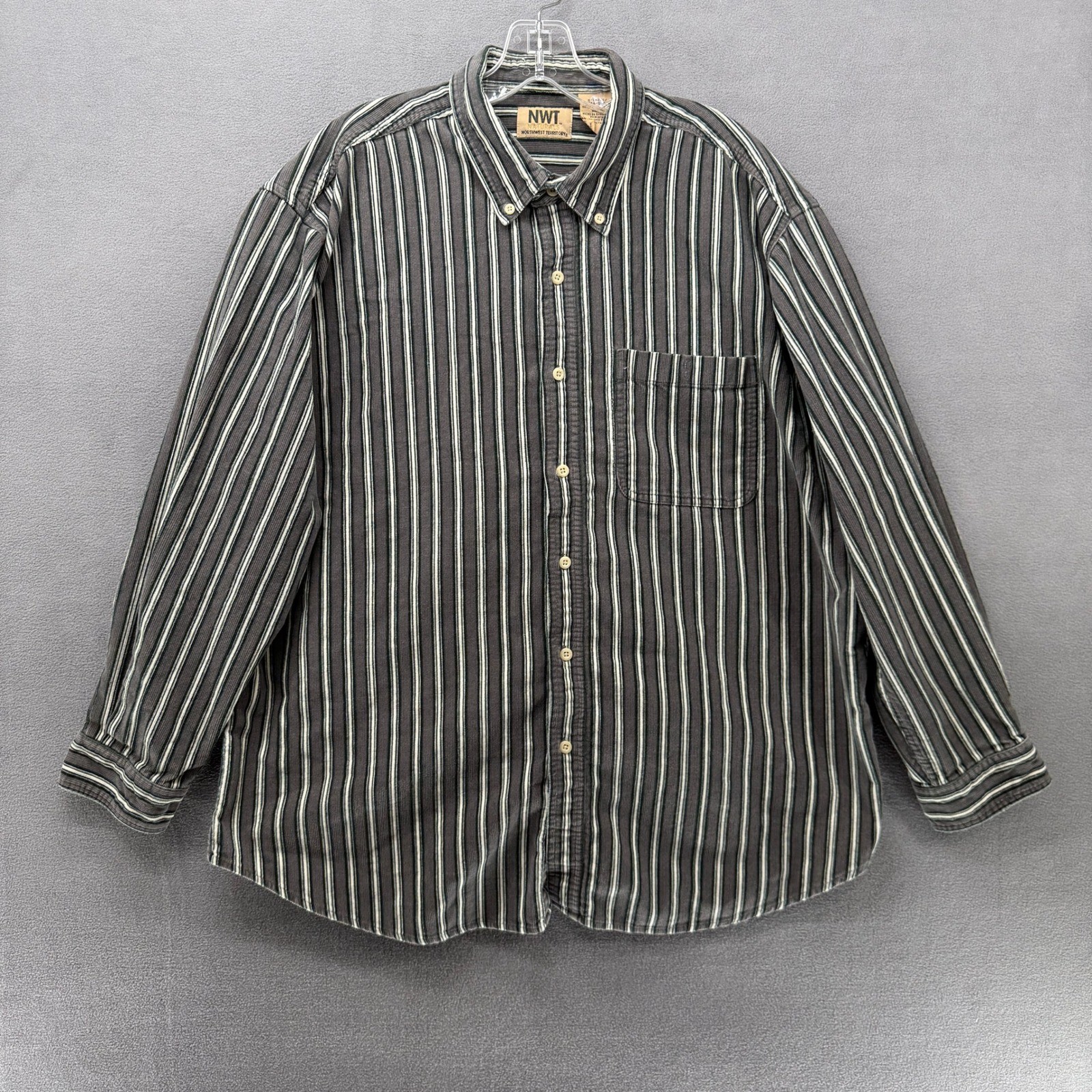 Vtg Northwest Territory Corduroy Shirt Men XL Button Down Striped Long 90sSleeve