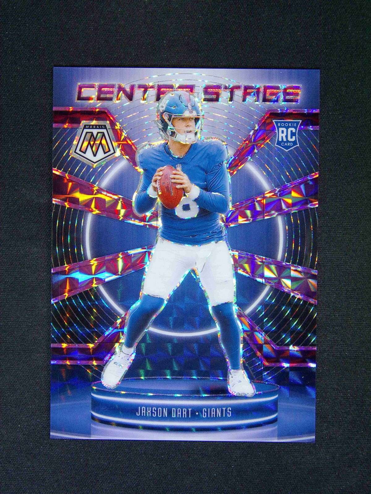 2025 Panini Mosaic Jaxson Dart #7 RC Rookie Center Stage Purple /49