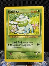 bulbasaur pokemon card value 44/102 Error Card: [1st Edition] #44 [GG] Leech Seed (20) Unless all damage from this attack is prevented  Bulbasaur PSA10 Base Set