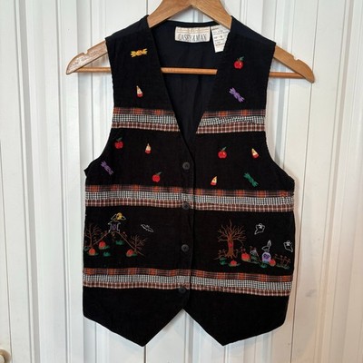 Casey & Max Black Corduroy Halloween/Fall Vest Size Small