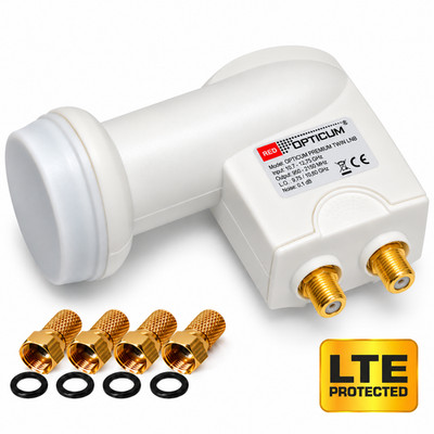 Twin LNB für 2 Receiver Opticum ROBUST Red 0,1db TV SAT Kopf 8K UHD 3D HD+ SKY
