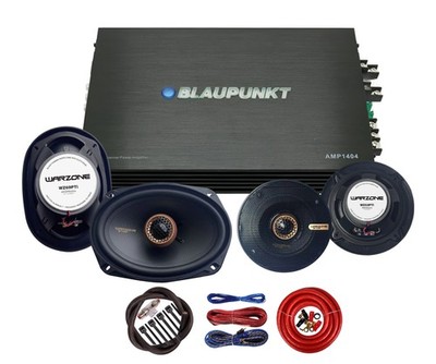 Blaupunkt AMP1404 4-Channel 1500W Amp + Warzone 6x9'' & 5'' Speakers & Wiring Kit