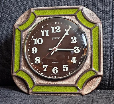 Peter Keramik Wanduhr 1970 Jahre Retro Space age o.ä Junghans - Bild 1 von 3