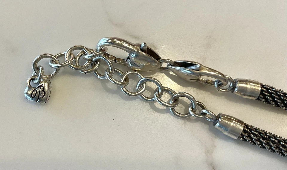 Brighton Meridian Necklace With 19 Barrel Charms Crystal Stones Silver Plate - Image 4 of 4