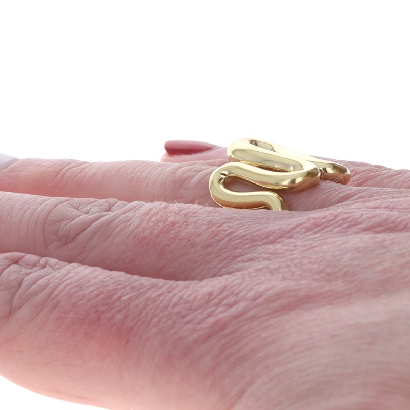 Yellow Gold Squiggle Wave Statement Ring - 18k SZ… - image 4