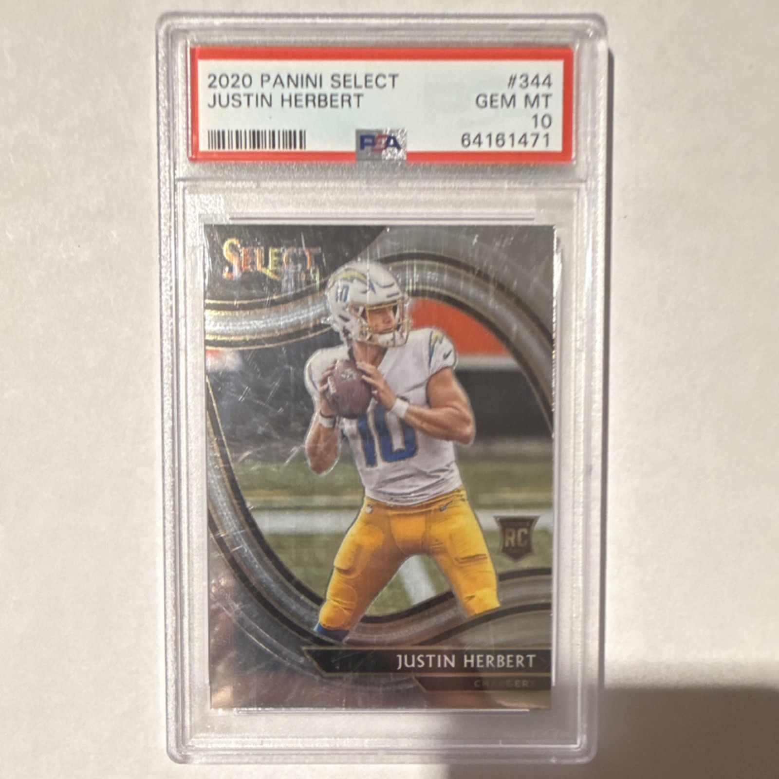 Panini 2020 Select Field Level Justin Herbert #344 PSA 10 Rookie Chargers