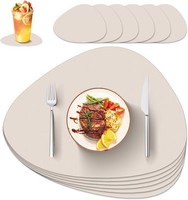 Tischsets Abwaschbar Kunstleder 6Er Set Doppelseitig Beige FüR KüChe 6 StüCk