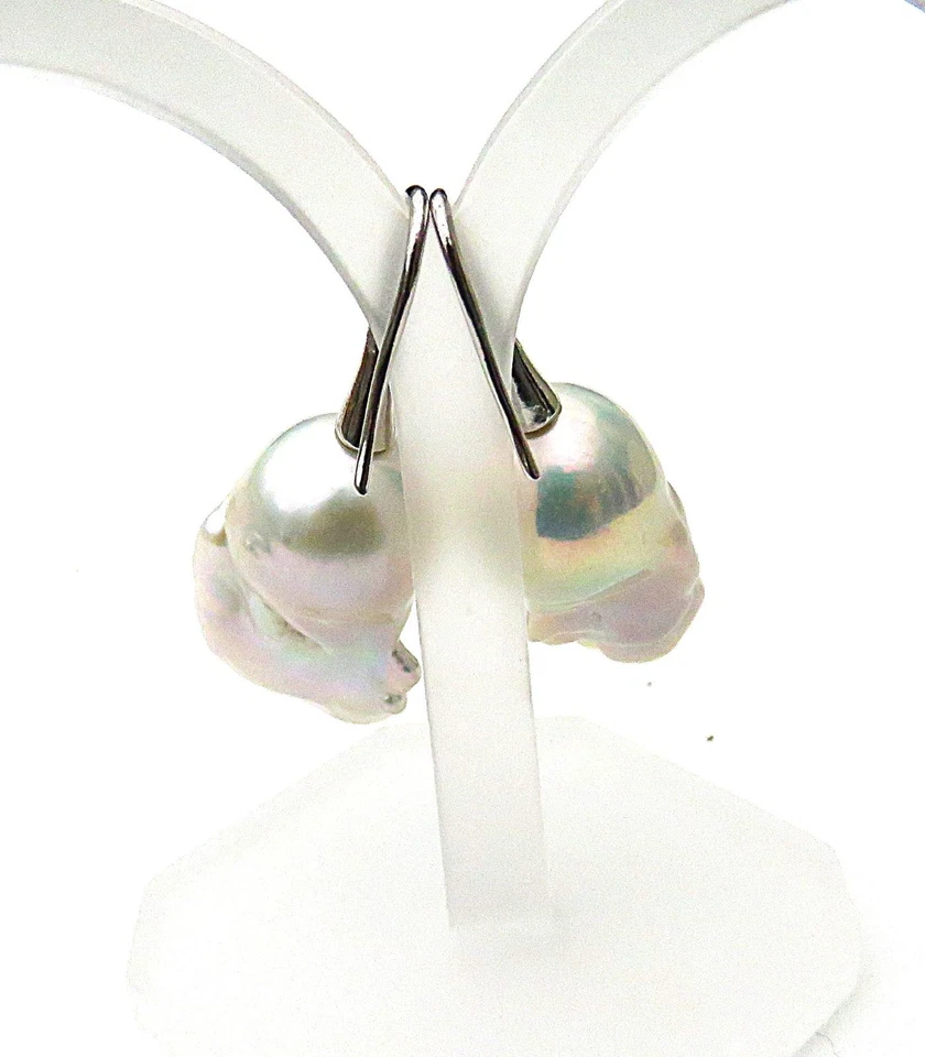 Süßwasserperlen Ohrringe Hänger Tropfen barock 59,6 ct handgefertigt 925 rh 5667 - Bild 3 von 4