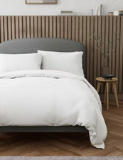 M&S Bedding Organic Cotton Sateen Double Duvet Cover & Pillowcase Set White