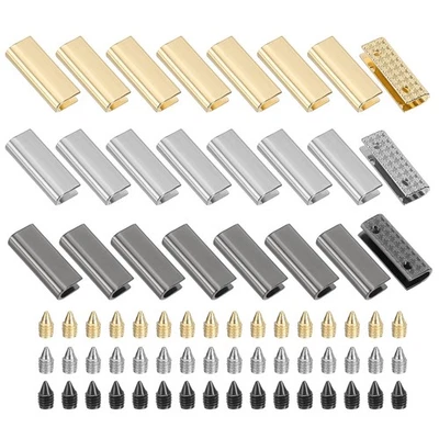 24Pcs embouts de ceinture avec vis, 0.24" or clair/chrome/noir, pour ceinture - Photo 1/4