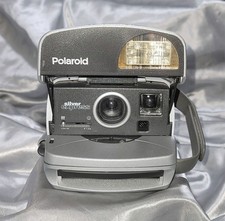 POLAROID SILVER EXPRESS 600 FILM CAMERA - SILVER  GREY - TESTED / WORKS 