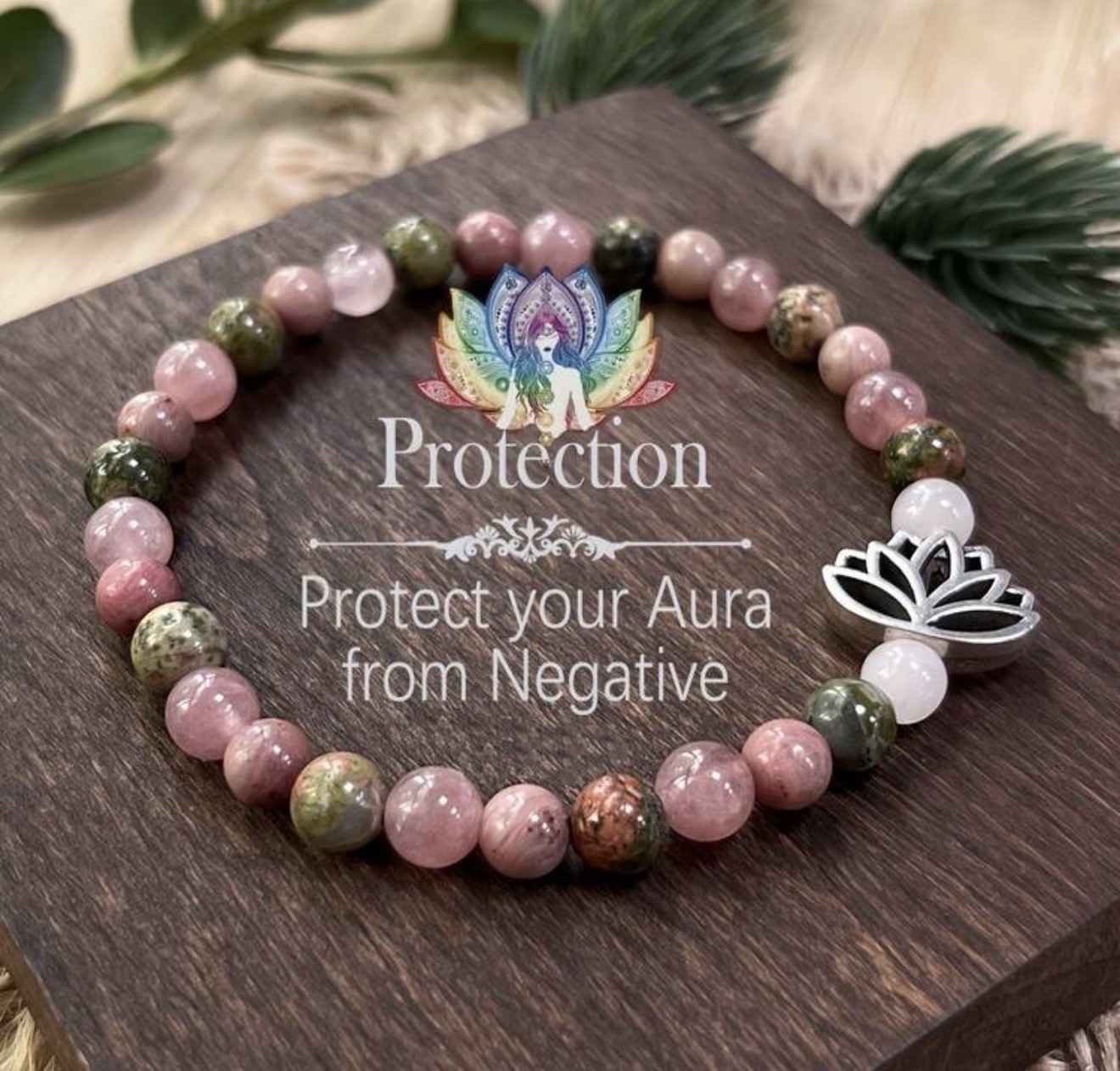 Bracelet en quartz rose authentique et unakite de qualité joaillerie