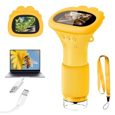 Acoath Microscope for Kids, 1000X Handheld Digital Miniscope with 2.0'' Yellow 