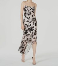 $135 Adrianna Papell Women's Black Asymmetrical Round Neck A Line Dress Size 4