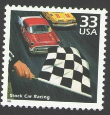 1999 Celebrate the 1950s Stock Car Racing Single 33c Stamp, Sc# 3187n, MNH, OG