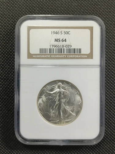 💥 1946-S Walking Liberty SILVER Half Dollar 50c 💥 NGC MS64 💥 NICE COIN! 💥