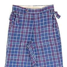 BODE Navy Blue Embroidered Plaid Side Tie Trousers Size 29 – Retail $728