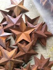 24 Rusty Barn Stars Star 2D Dimensional Tin 2.25" Wide w/Hole Primitive Cabin