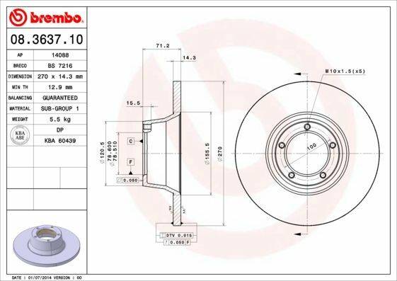 Bremsscheiben 2 StüCk Scheibenbremse Brake Discs Brembo 08.3637.10-image