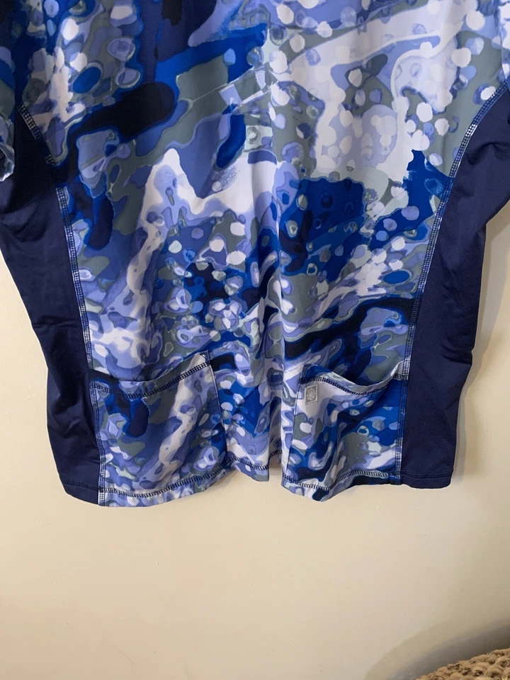 Blusa Médica Acuarela Círculo Abstracto Azul Cruz Blanca Lados Flexibles L Foto 3 de 4