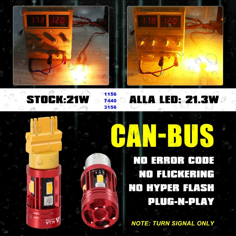 LED REAR Amber Plug Play 1156 CANBUS Turn Signal Lamp,🚫 Resistor/Flasher Relay - Image 4 of 4