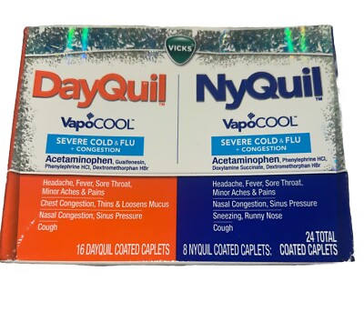 2 Pack - Vicks DayQuil / NyQuil VapoCool Severe Cold & Flu- 48 Liquicaps