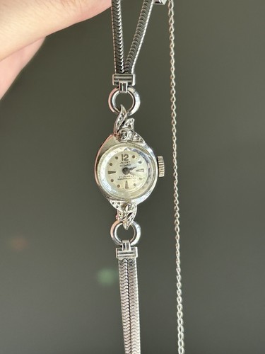 VINTAGE LADIES WOMANS 21 JEWEL JAQUET GIRARD WATCH 10k RGP WHITE GOLD WORKS f - Picture 16 of 24