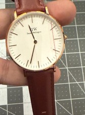 daniel wellington classic st mawes watch Gold tone case white dial brown new