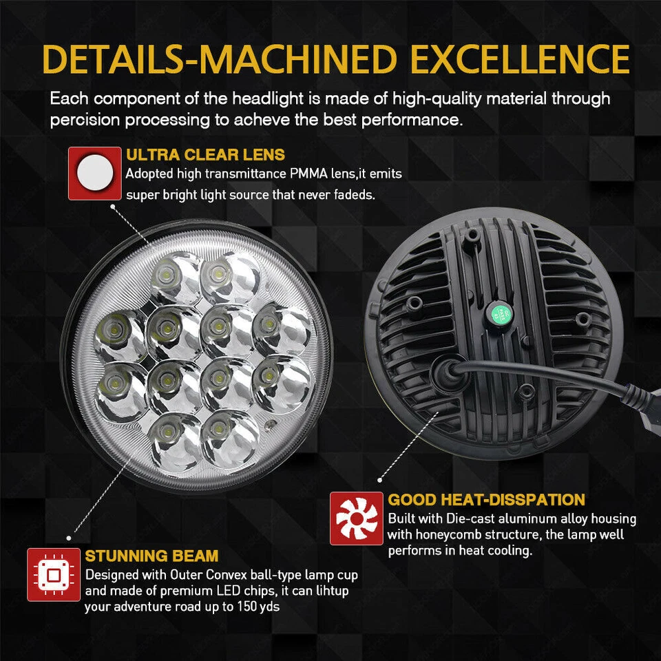 Круглые светодиодные фары для GMC C15/C1500 1961-1972 Pickup C2500 5,75 дюйма 5-3/4 дюйма 4 шт. - Изображение 4 из 4