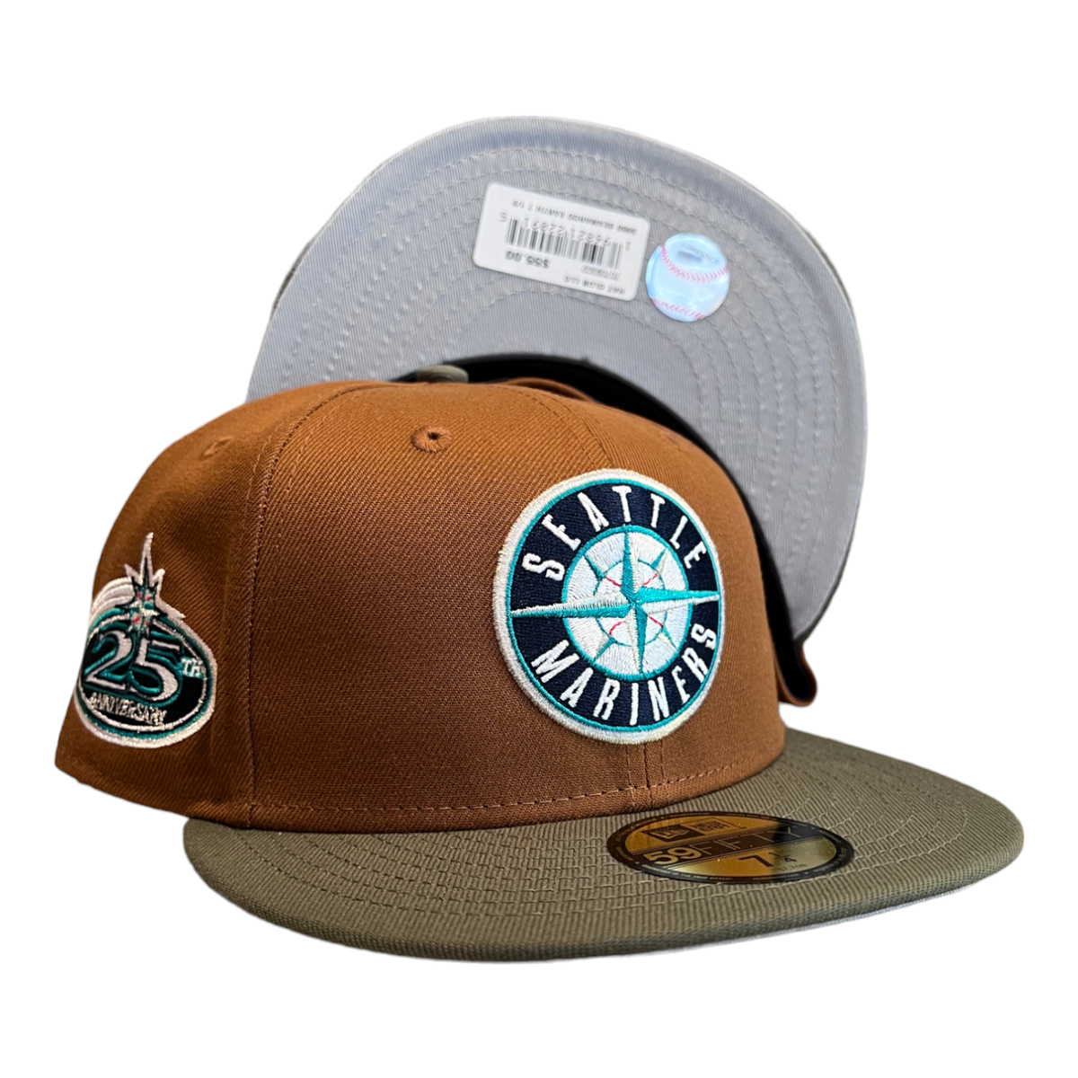 New Era Seattle Mariners Khaki Pack 59FIFTY Fitted Hat 25th Year