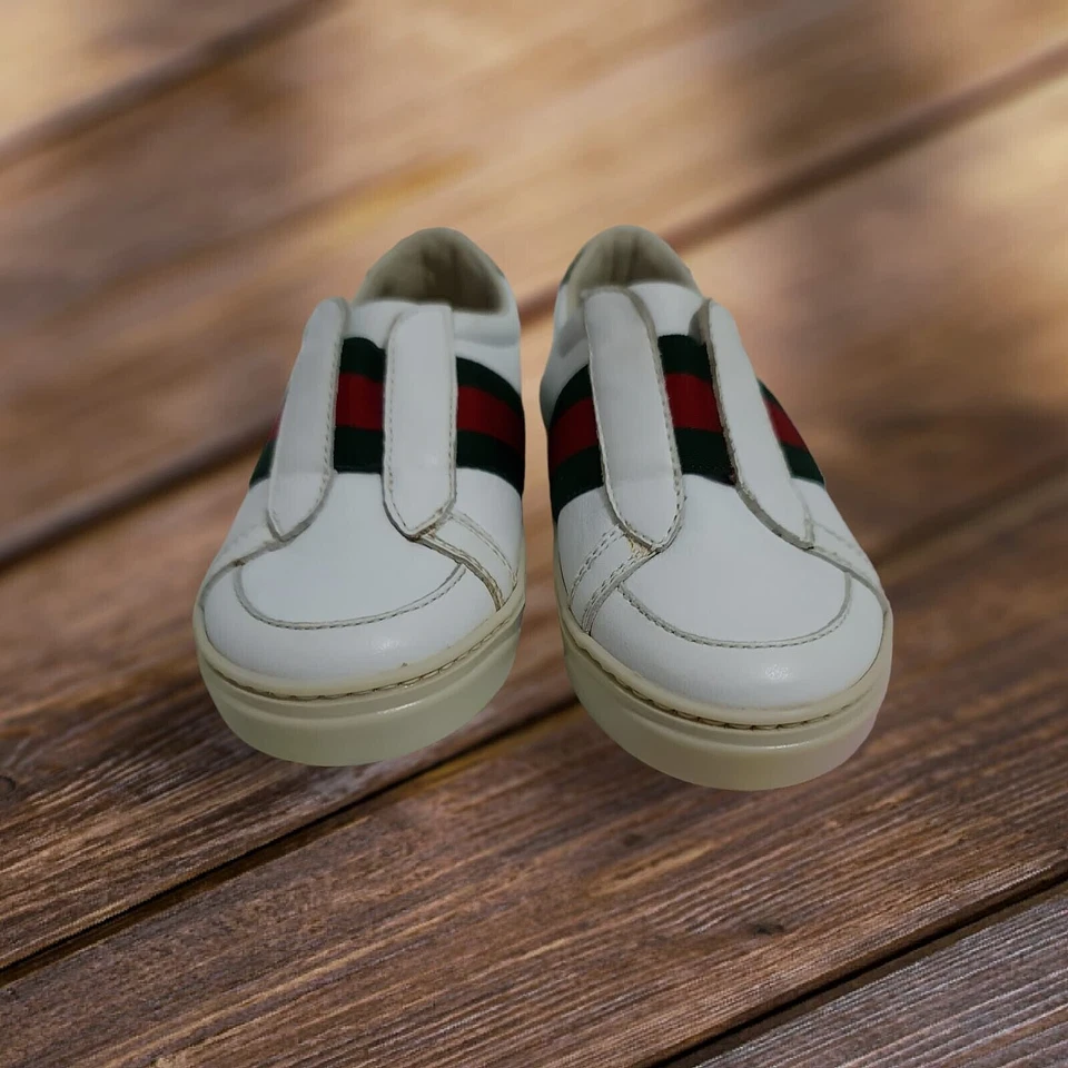 Gucci Ace Niños Cuero Web Zapatos Tenis, Niño Pequeño Talla EU 25 US 8.5 Foto 3 de 4
