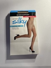 Secret Silky Control Top Sheer Toe Pantyhose Nude B 10411 Firm Support Leg NIB