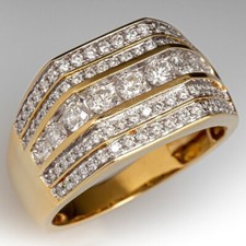 3 Ct Round Cut Simulated Diamond Men's Wedding Band Ring 14K Yellow Gold Plated.