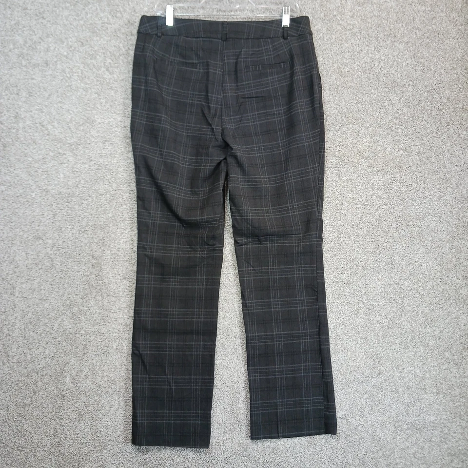 Pantalones Nine West para mujer 12 grises a cuadros apenas corte bota tiro alto gancho y cierre de ojos Foto 3 de 4