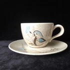 Vintage Red Wing Stoneware By Bob White Hand Painted Quail Pattern Cup saucer