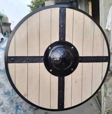 Wooden Shield Heavy Metal Fittings Medieval Viking Handmade Battle Ready Gift