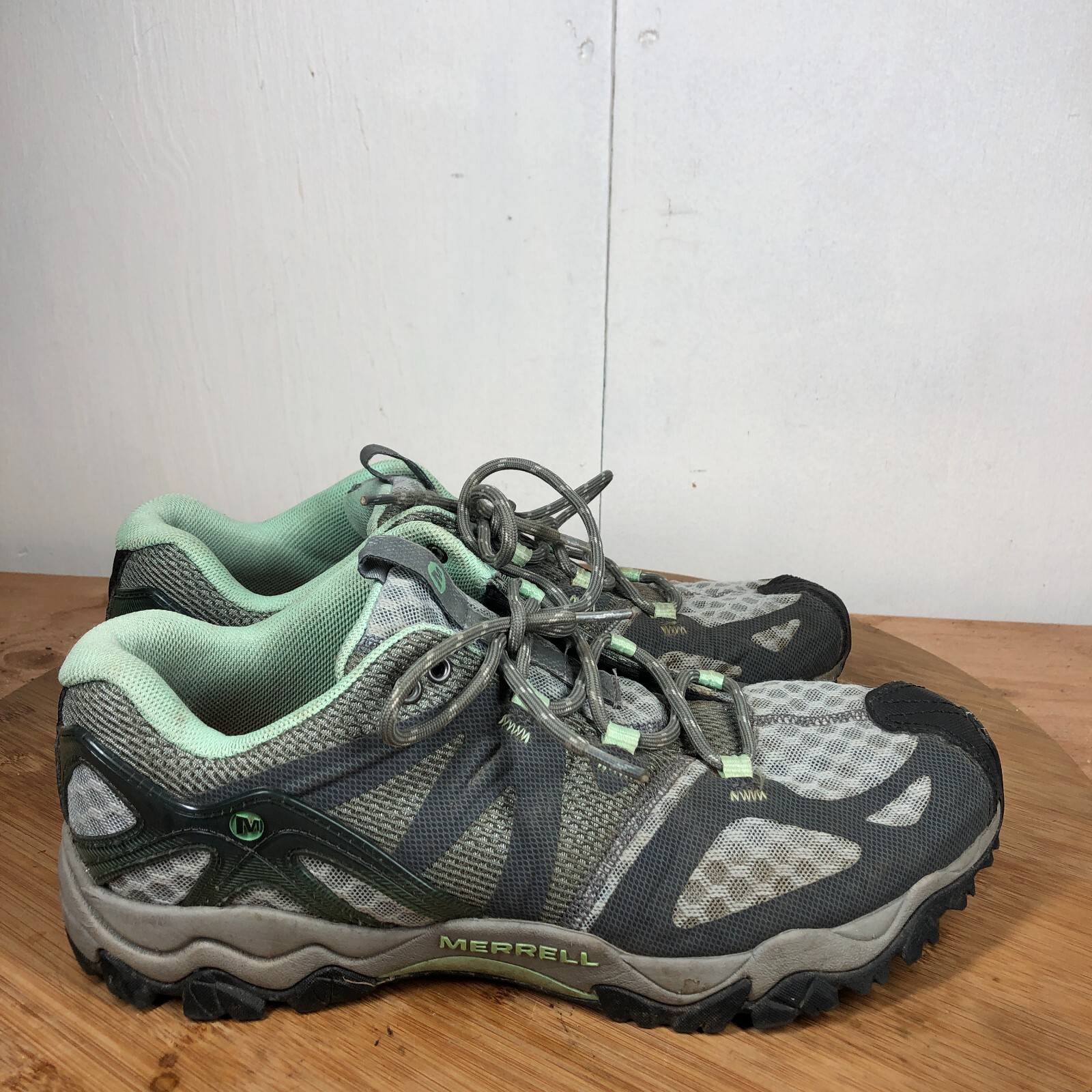 Scarpe Merrell donna 10 scarpe fiocco in erba grigie allenamento trail running escursionismo