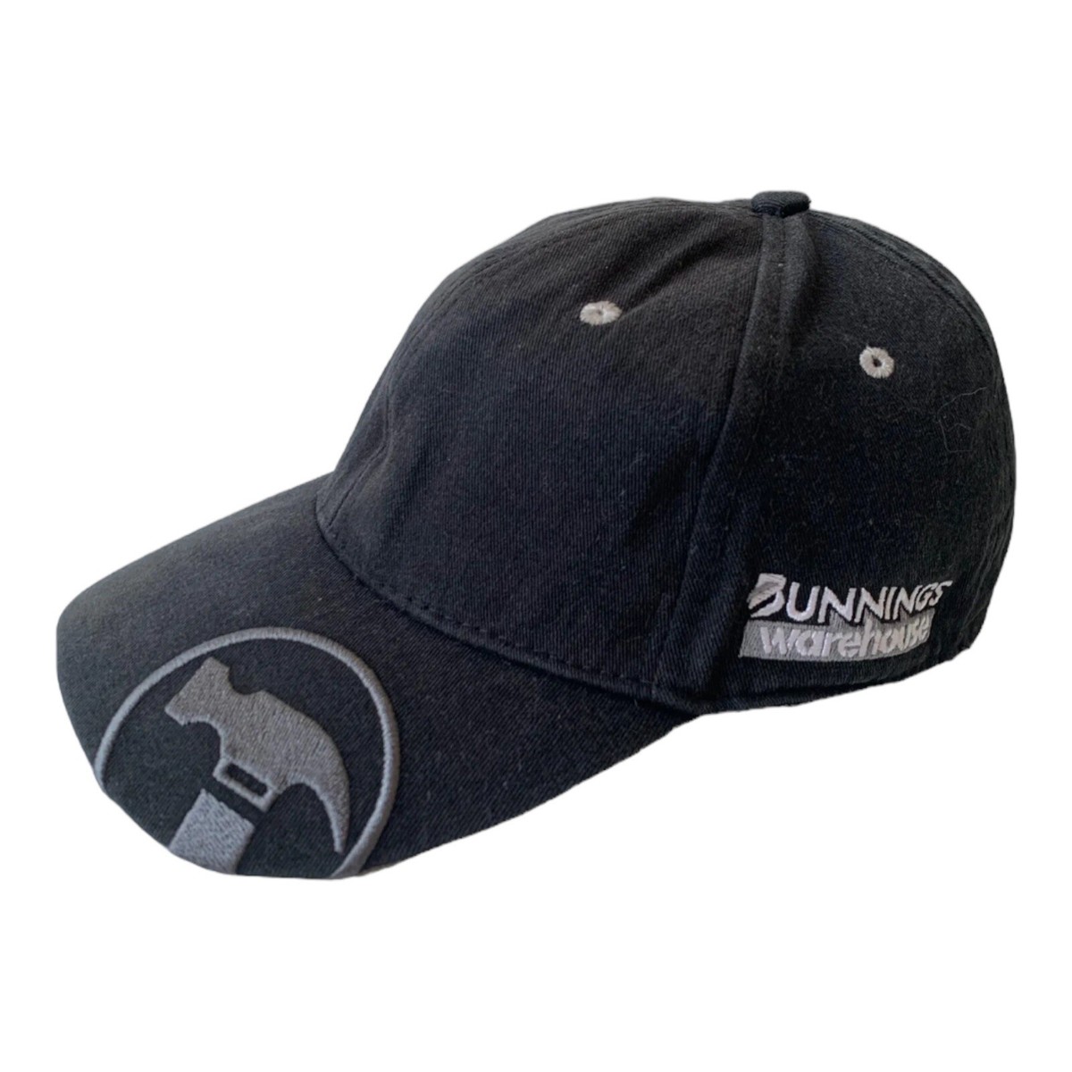 Bunnings Warehouse black cap hat tradie adjustable strap new UK