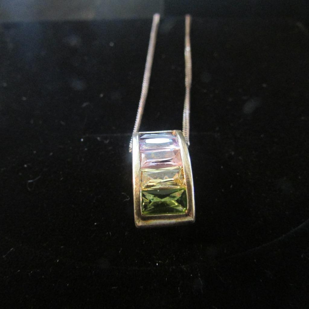 Modernist Quality Solid Silver & Gemstone Double … - image 1