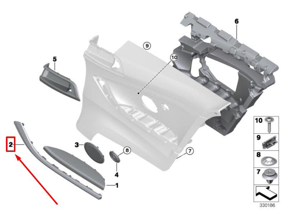 BMW 4 Cabrio F33, F83 Rear Right Accent Modling 51437389774  