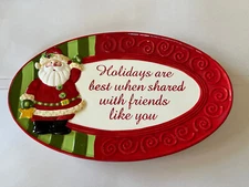 Fitz and Floyd Serving Plate Holidays Are Best When Shared Friends 9.5 x 5.5"