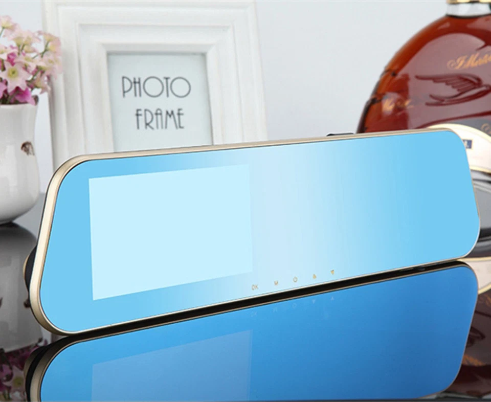  Espejo retrovisor retrovisor retrovisor doble lente 1080P para automóvil 4,3" grabadora de video nocturna Foto 3 de 4