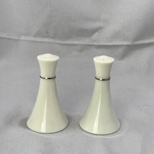 Lenox China Salt And Pepper Shakers Baronet Pattern Silver Trim Made In USA