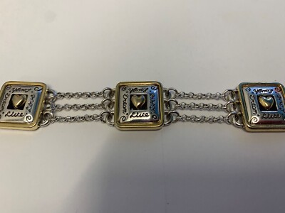 Brighton Vintage 2-Tone Square Link Live Love Laugh Dream